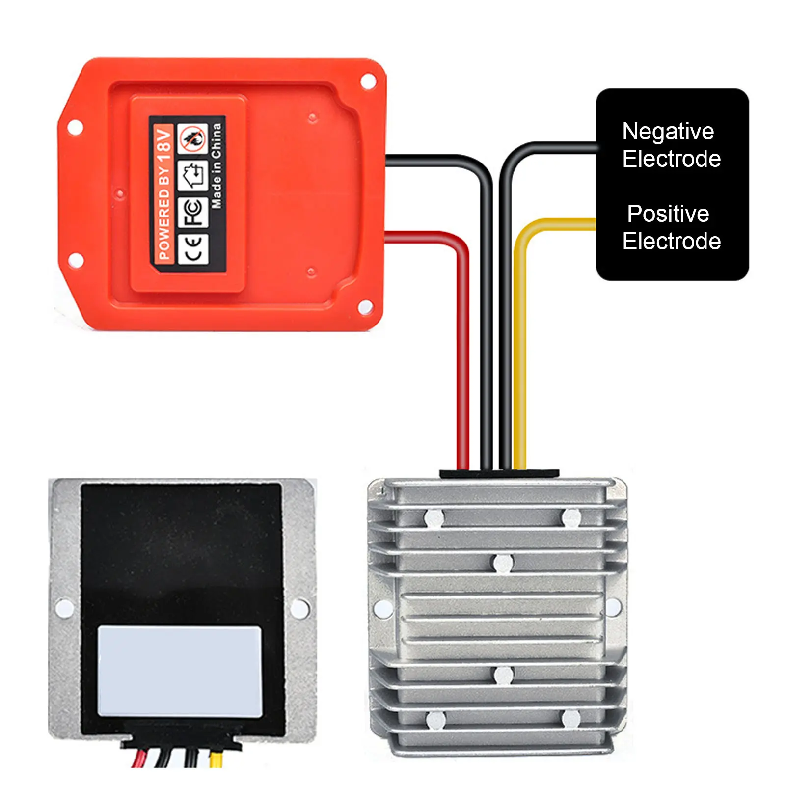 Voltage Reducer 14AWG Wire ABS Battery Adapter 18V To 12V Converter 10A 120W Aluminum Alloy Shell for LED Light Solar Panel