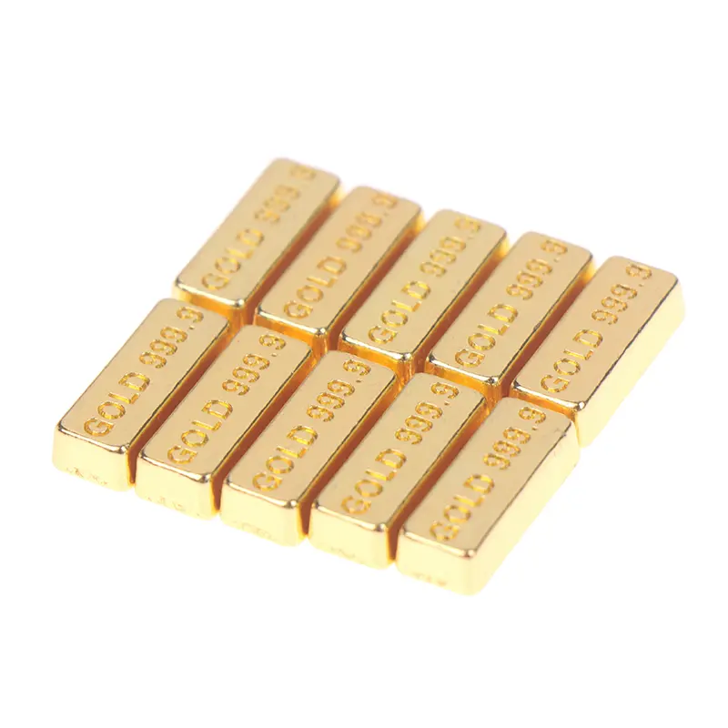 10pcs 1:12 Doll House Miniature Gold Bar Copper Coin Model Toy  Simulation Decoration Accessories