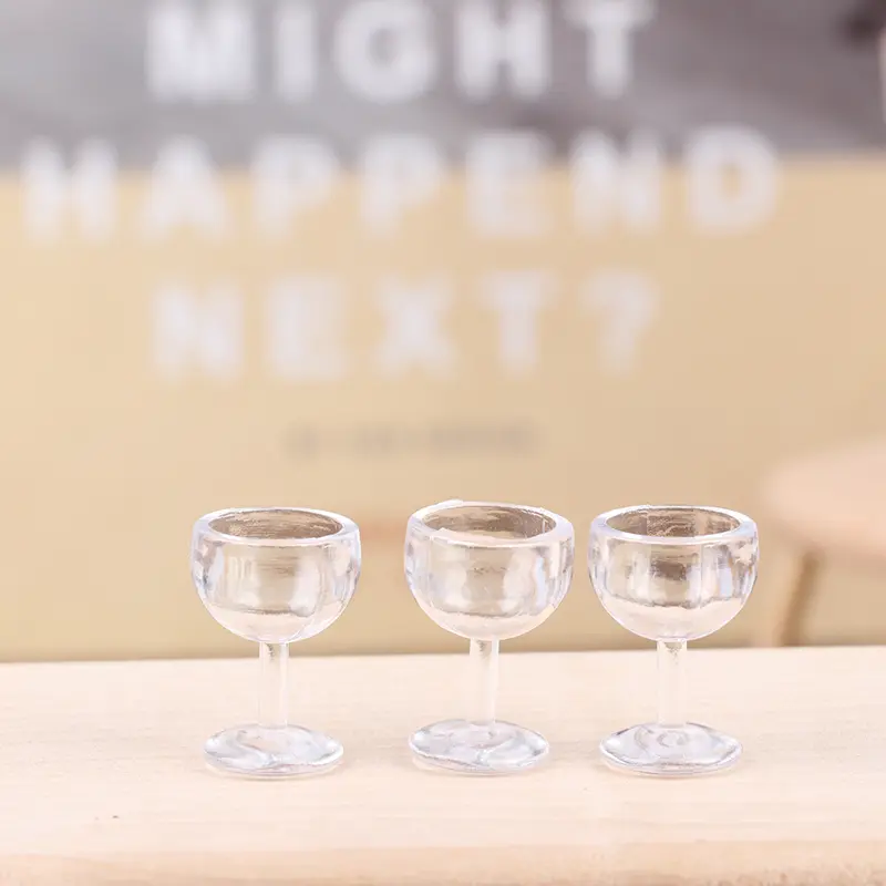 10PCS/set 1:12 Dollhouse Miniature Red Wine Cup Kitchen Decor toy Goblet for Doll House Decoration Accessories