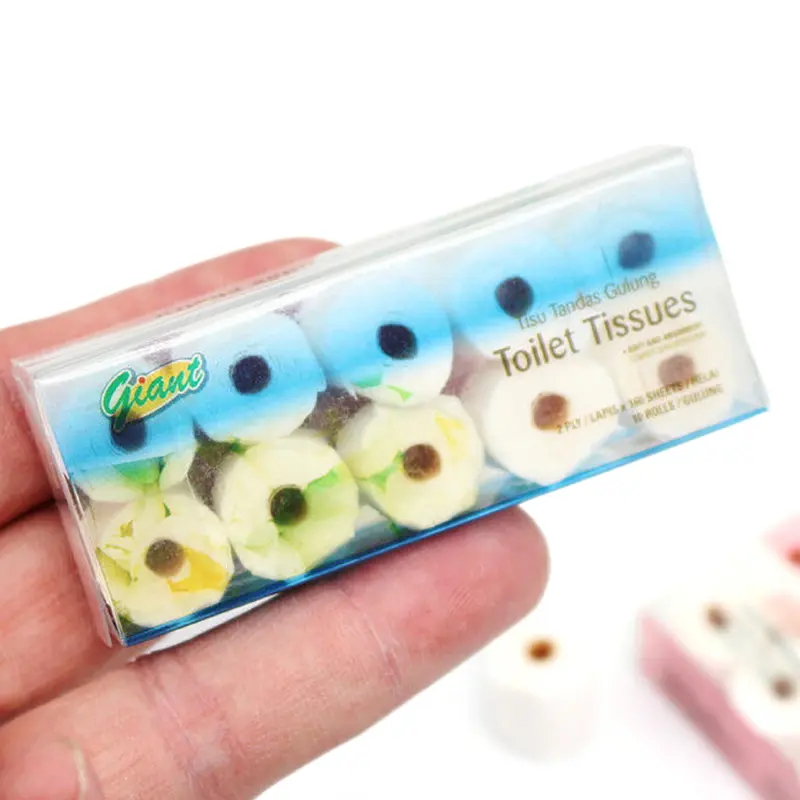1 Set 1/12 Dollhouse Mini Paper Towel Roll Model Toilet Tissue Decoration Dolls House Bathroom Accessories