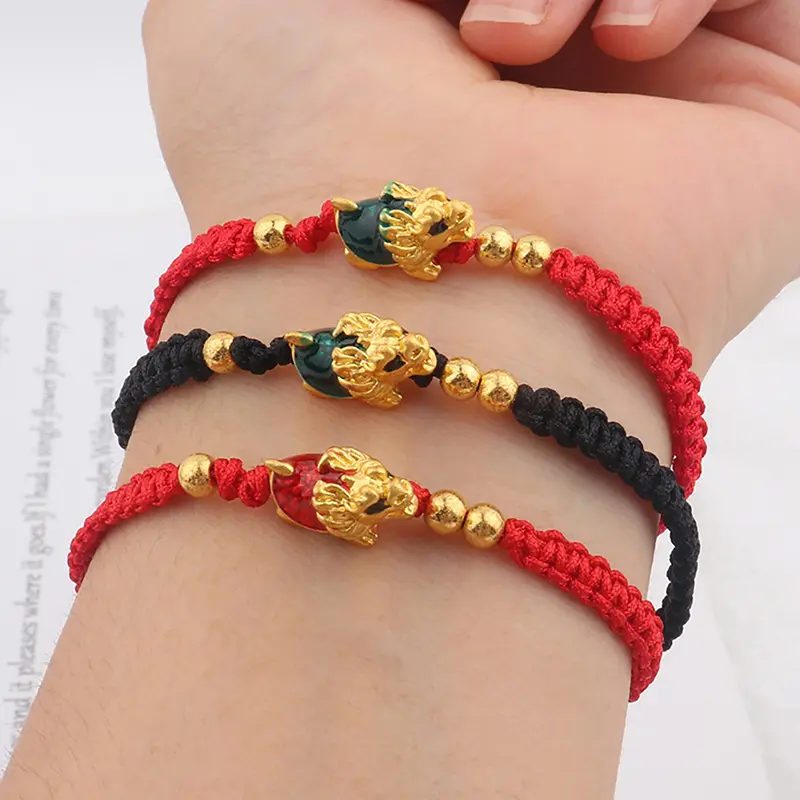2024 Chinese Style Dragon Year Lucky Braided Rope Bracelet Beads Couple Friend Christmas New Gift 1 Pc