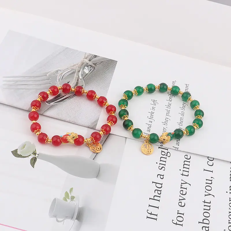2024 Chinese Style Dragon Year Lucky Braided Rope Bracelet Beads Couple Friend Christmas New Gift 1 Pc
