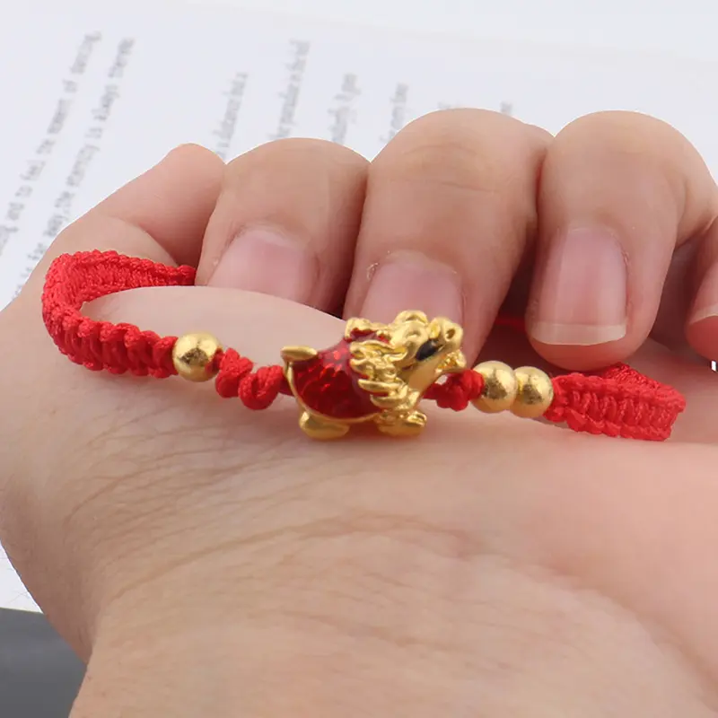 2024 Chinese Style Dragon Year Lucky Braided Rope Bracelet Beads Couple Friend Christmas New Gift 1 Pc