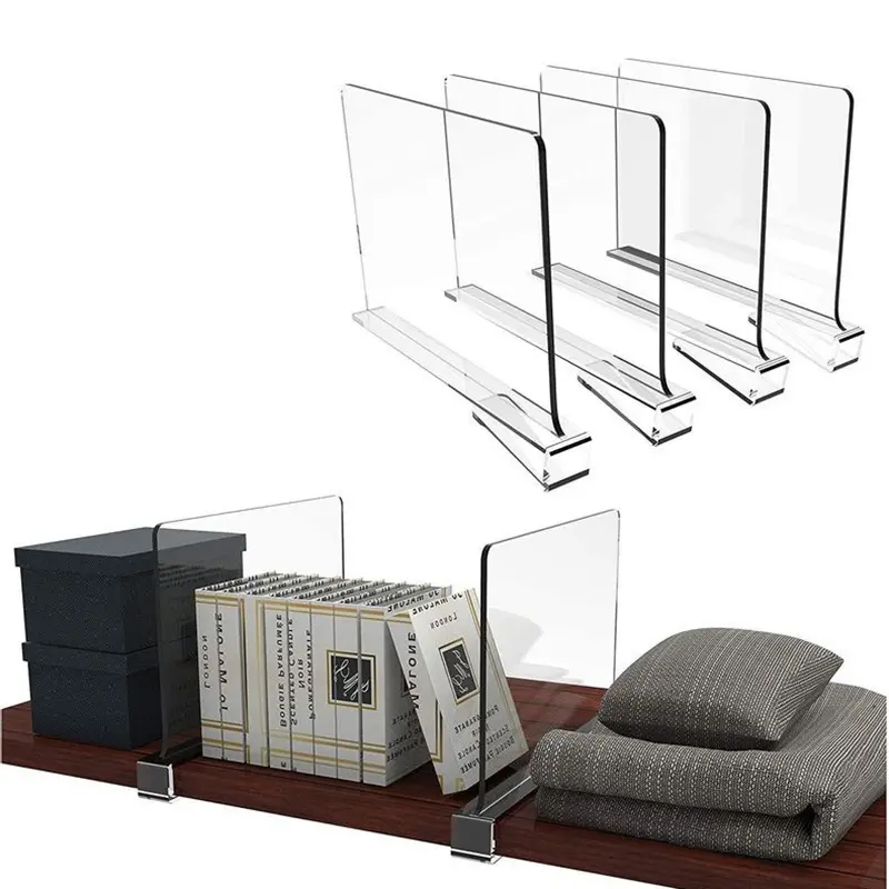 Minimalist Modern Closet Bag Dividers Transparent Acrylic Dividers Bookends Desktop Organizer Shelf