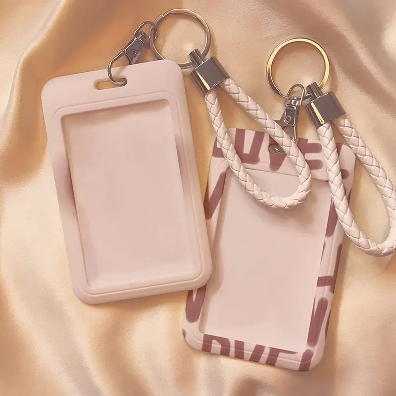 Plastic Cartoon Card Holder Photocard Keychain Students Protectors Pink ID Bank Cards Cover School Stationery
