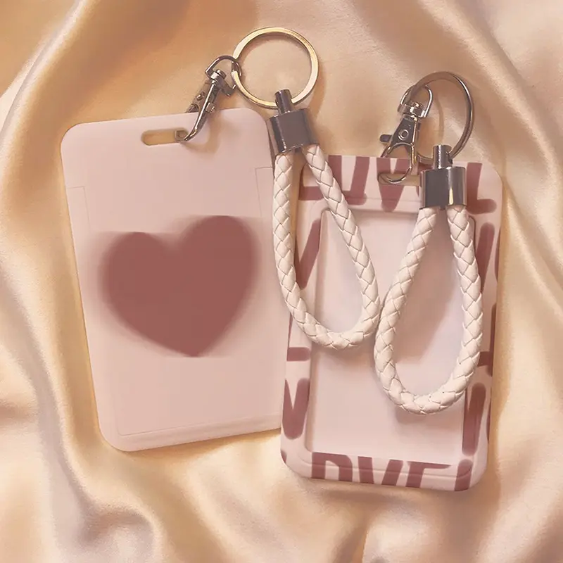 Plastic Cartoon Card Holder Photocard Keychain Students Protectors Pink ID Bank Cards Cover School Stationery