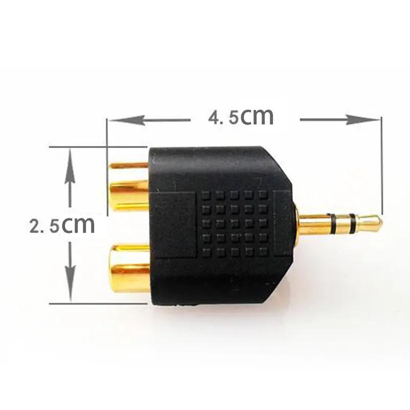 Stereo RCA Splitter Connector 3.5 Mm Male To 2 Female Audio Adapter For Computer Speaker Earphone Headphone
