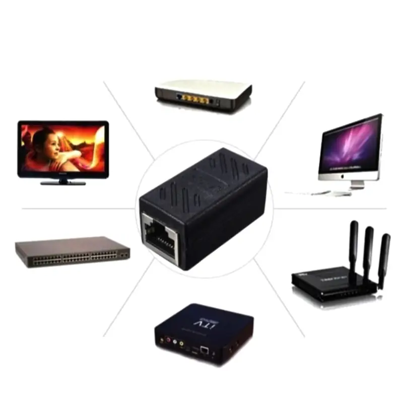 1 Pcs RJ45 Network Female Adapter Black To Connector Coupler Extender RJ 45 Ethernet Cable Extension Converter