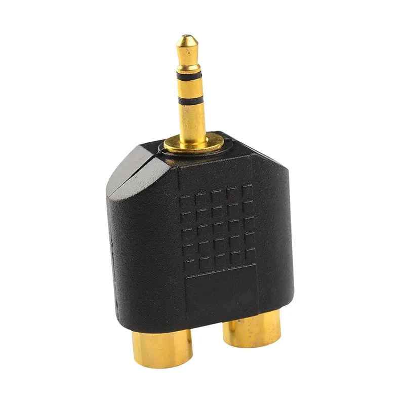 Stereo RCA Splitter Connector 3.5 Mm Male To 2 Female Audio Adapter For Computer Speaker Earphone Headphone