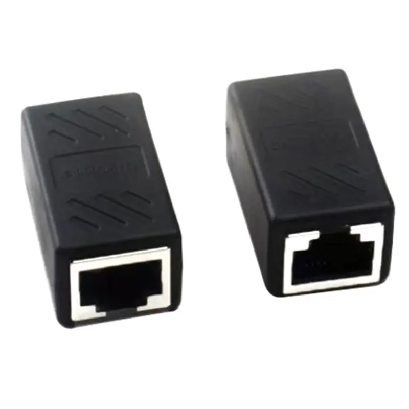1 Pcs RJ45 Network Female Adapter Black To Connector Coupler Extender RJ 45 Ethernet Cable Extension Converter