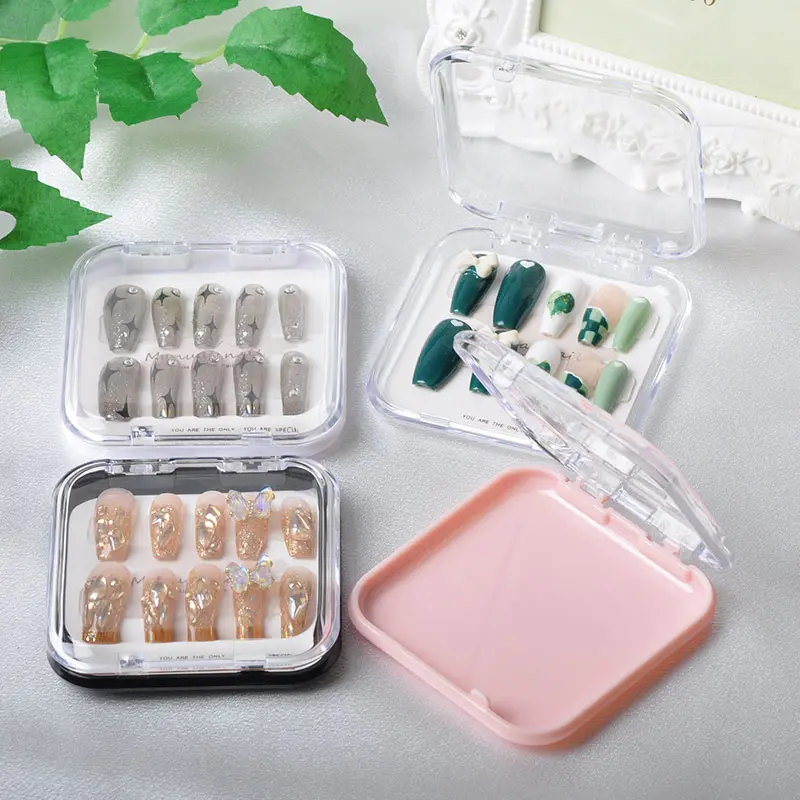 Transparent Nail Art Organizer Plastic Packaging Box Enhancement Storage Jewelry Necklace Display Gift