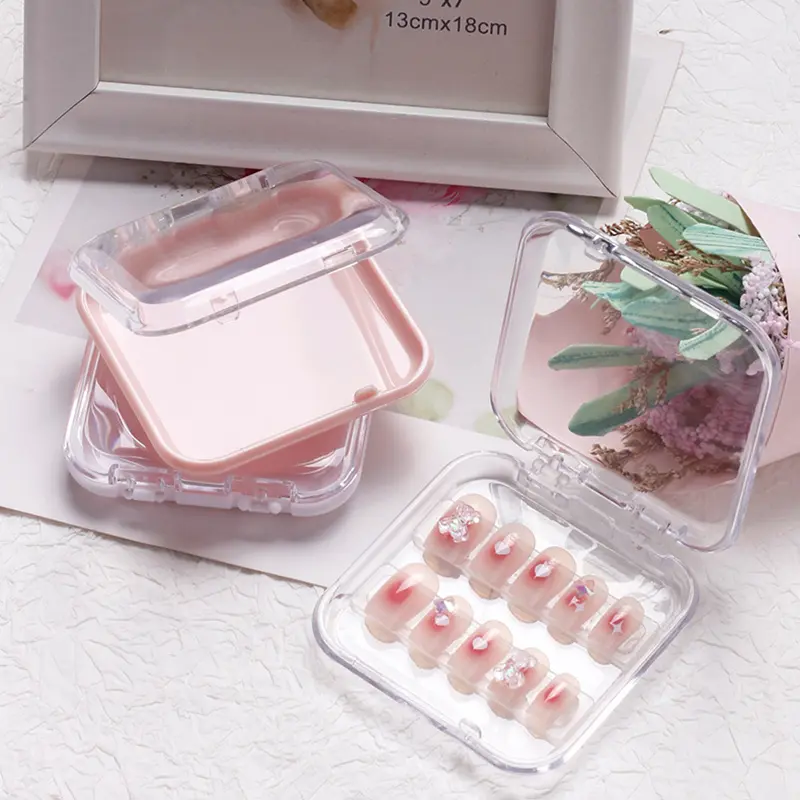 Transparent Nail Art Organizer Plastic Packaging Box Enhancement Storage Jewelry Necklace Display Gift