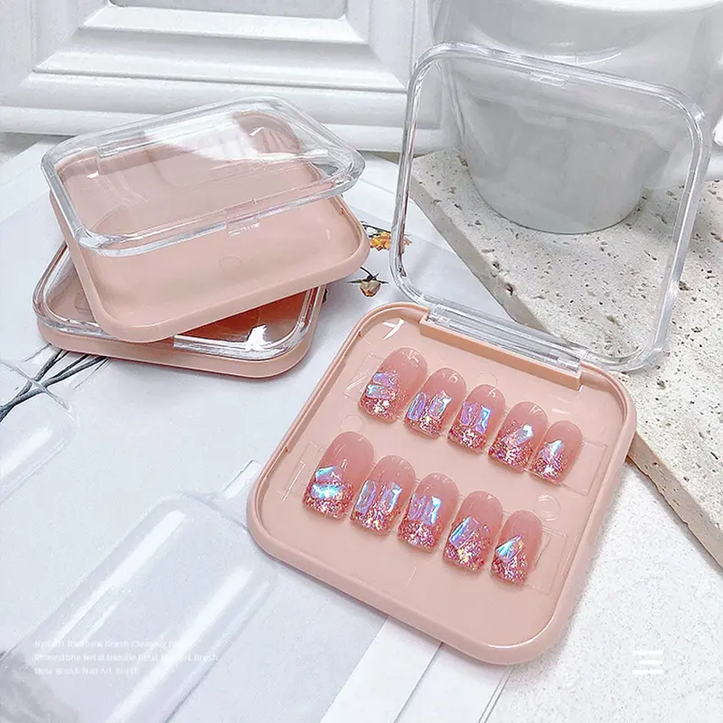 Transparent Nail Art Organizer Plastic Packaging Box Enhancement Storage Jewelry Necklace Display Gift