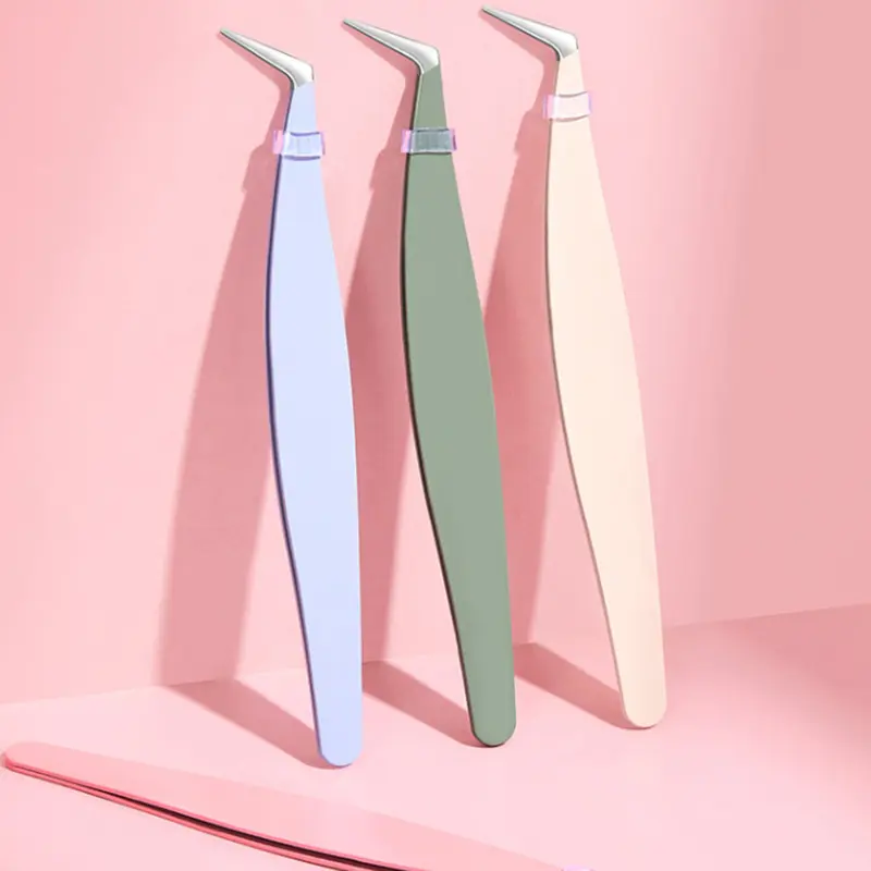 Stainless Steel Eyelash Extension Tweezers Stainless Steel 3D Accurate Clip Eyelashes Tweezers Lash Extensions Tool Makeup Tool