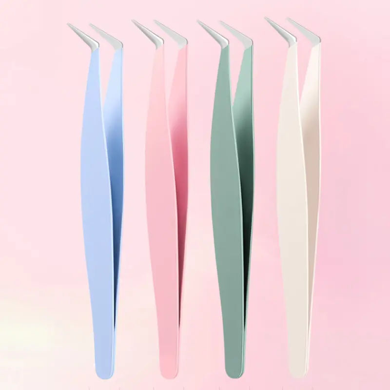 Stainless Steel Eyelash Extension Tweezers Stainless Steel 3D Accurate Clip Eyelashes Tweezers Lash Extensions Tool Makeup Tool