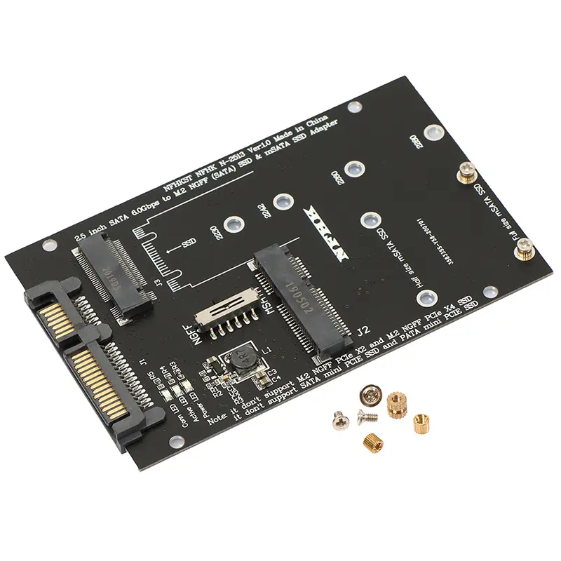 1pc M.2 NGFF MSATA To SATA 3.0 Adapter Hard Disk 2 In 1 Converter Reader Card With Cable For PC Laptop