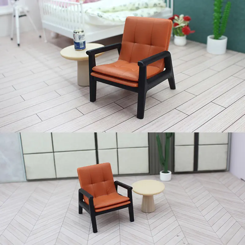 1/12 Dollhouse Miniature Furniture Sofa Chair Tea Table Model Toy Dolls House Home Living Room Furniture Decoration Accessories