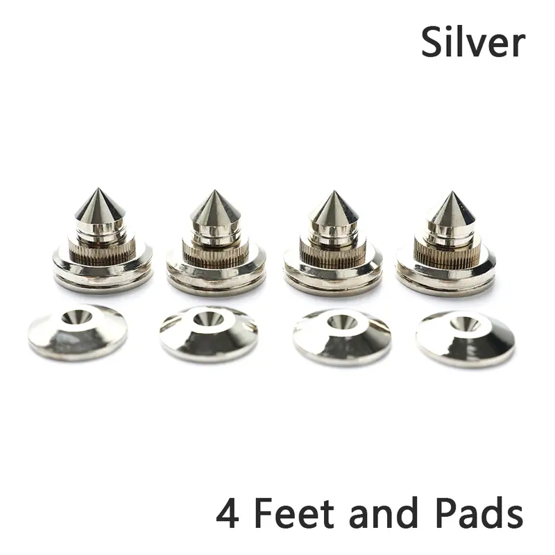 4 Sets Speakers Stand Feet Foot Pad Pure Copper Silver Loudspeaker Box Spikes Cone Floor Nail 30*27mm