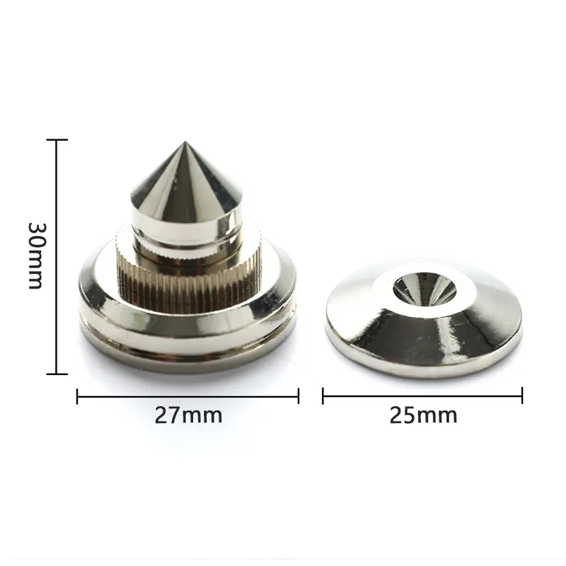 4 Sets Speakers Stand Feet Foot Pad Pure Copper Silver Loudspeaker Box Spikes Cone Floor Nail 30*27mm