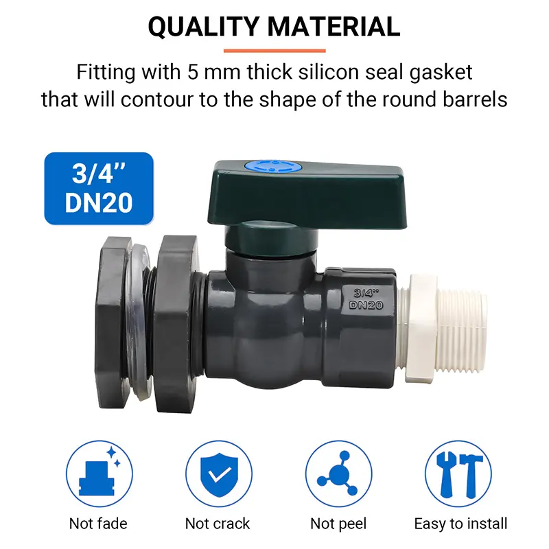 PVC Rain Barrel Diverter Kit 3/4 Inch Rain Barrel Valve Rain Barrel Spigot Kit With Bulkhead Fitting Adapter