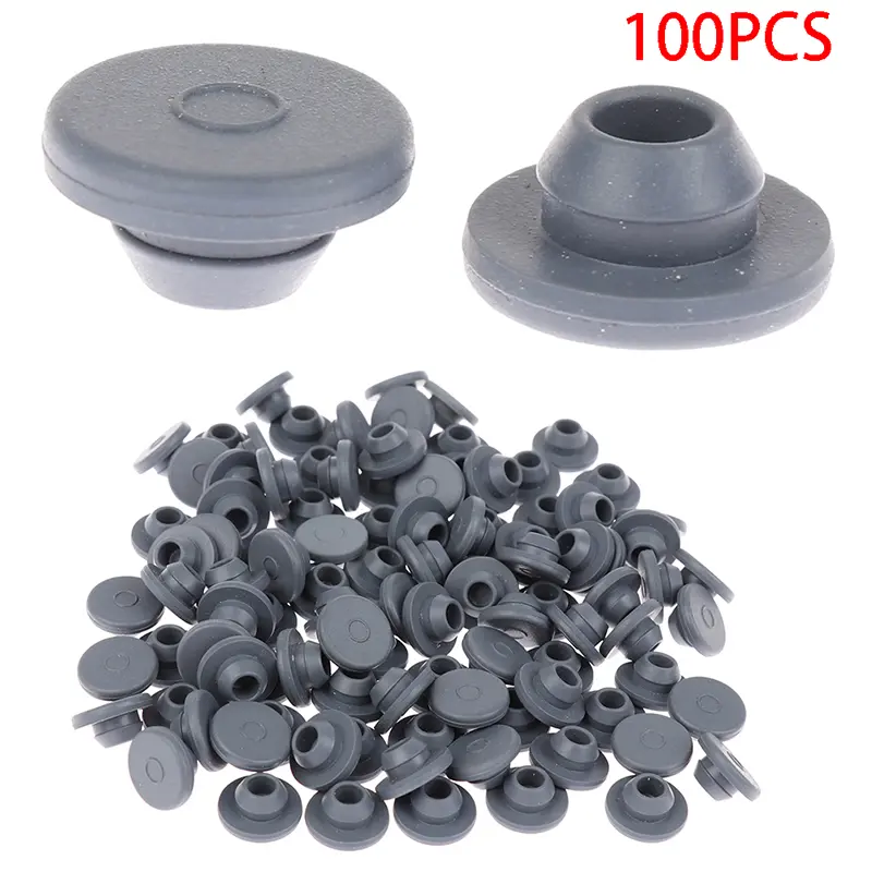 100Pcs Rubber Stoppers Self Sealing Injection Ports Inoculation Medical for Organizer 13mm Glass Bottles Vials Opening