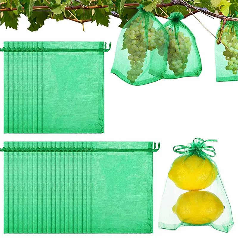 20Pcs Garden Mesh Fruit Bag Strawberry Grapes Fruit Grow Bags Breathable Netting Mesh Vegetable Plant Protection Bags