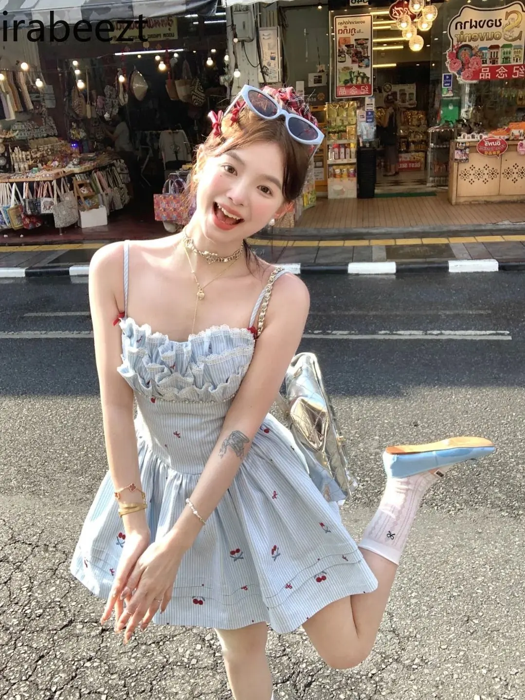 Summer New Slim Fit Short Skirt for Women French Sexy Style Sweet Age-reducing Temperament Floral Suspender Dress