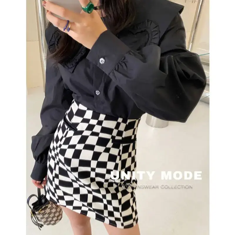 Navy Collar Shirt Women Spring and Autumn Korean Version of Loose Sweet Reduction Long Sleeve Chic Top Loose Fit Women Shirt