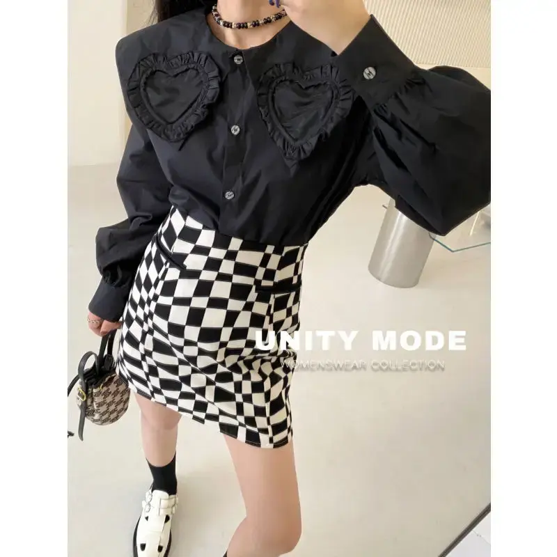 Navy Collar Shirt Women Spring and Autumn Korean Version of Loose Sweet Reduction Long Sleeve Chic Top Loose Fit Women Shirt