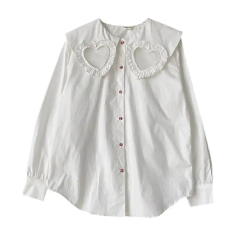 Navy Collar Shirt Women Spring and Autumn Korean Version of Loose Sweet Reduction Long Sleeve Chic Top Loose Fit Women Shirt