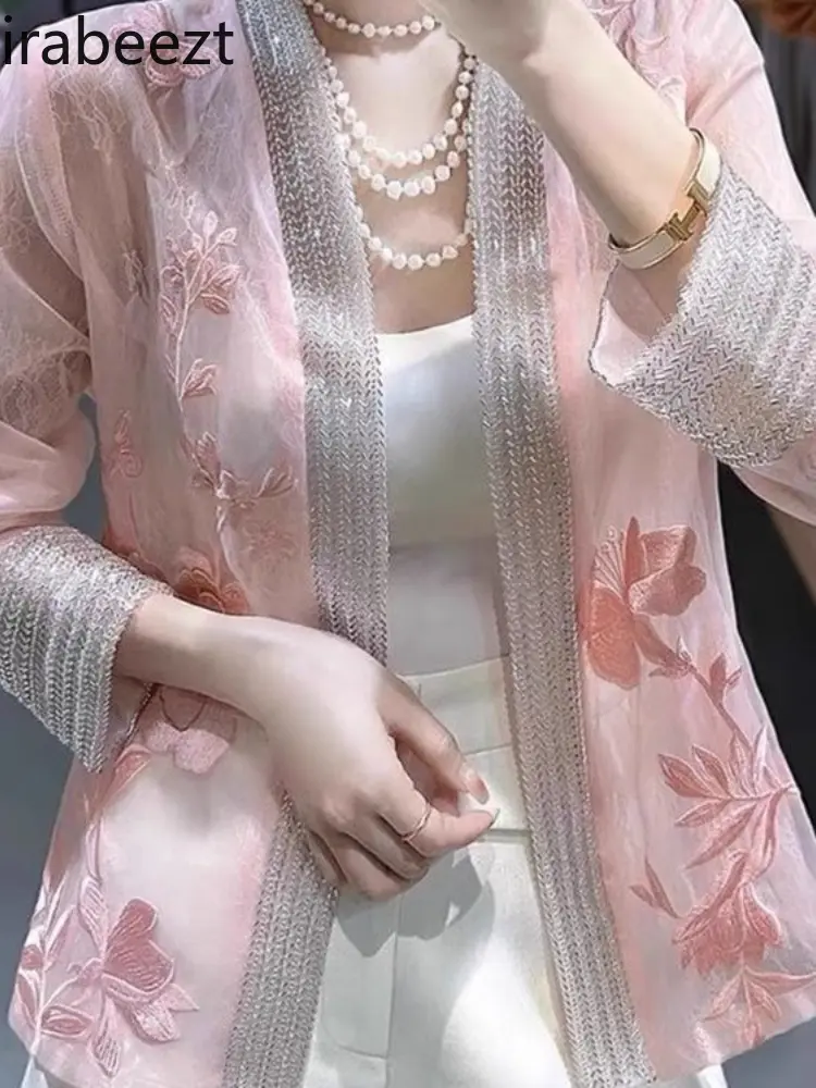 New Chinese Style Women's Clothing Beading Embroidery Sun Protection Jacket High-end Top Spring and Autumn Short Coat