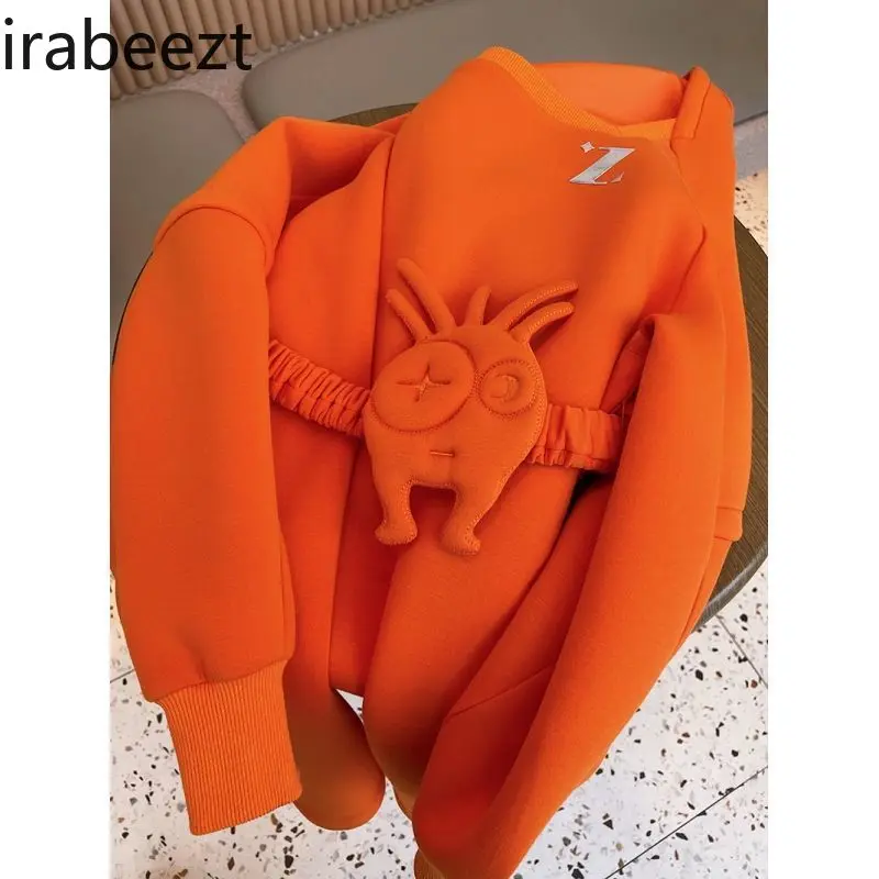 2025 New Autumn and Winter Korean Style Loose Pullover Casual Niche Design Solid Color Mid-length Sweatshirt Dress for Women