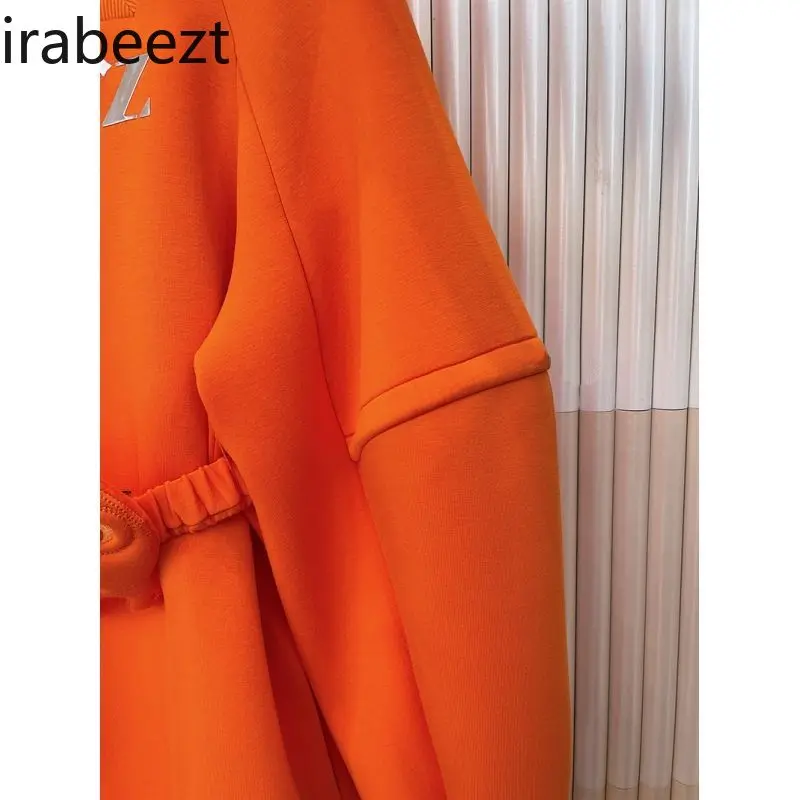 2025 New Autumn and Winter Korean Style Loose Pullover Casual Niche Design Solid Color Mid-length Sweatshirt Dress for Women