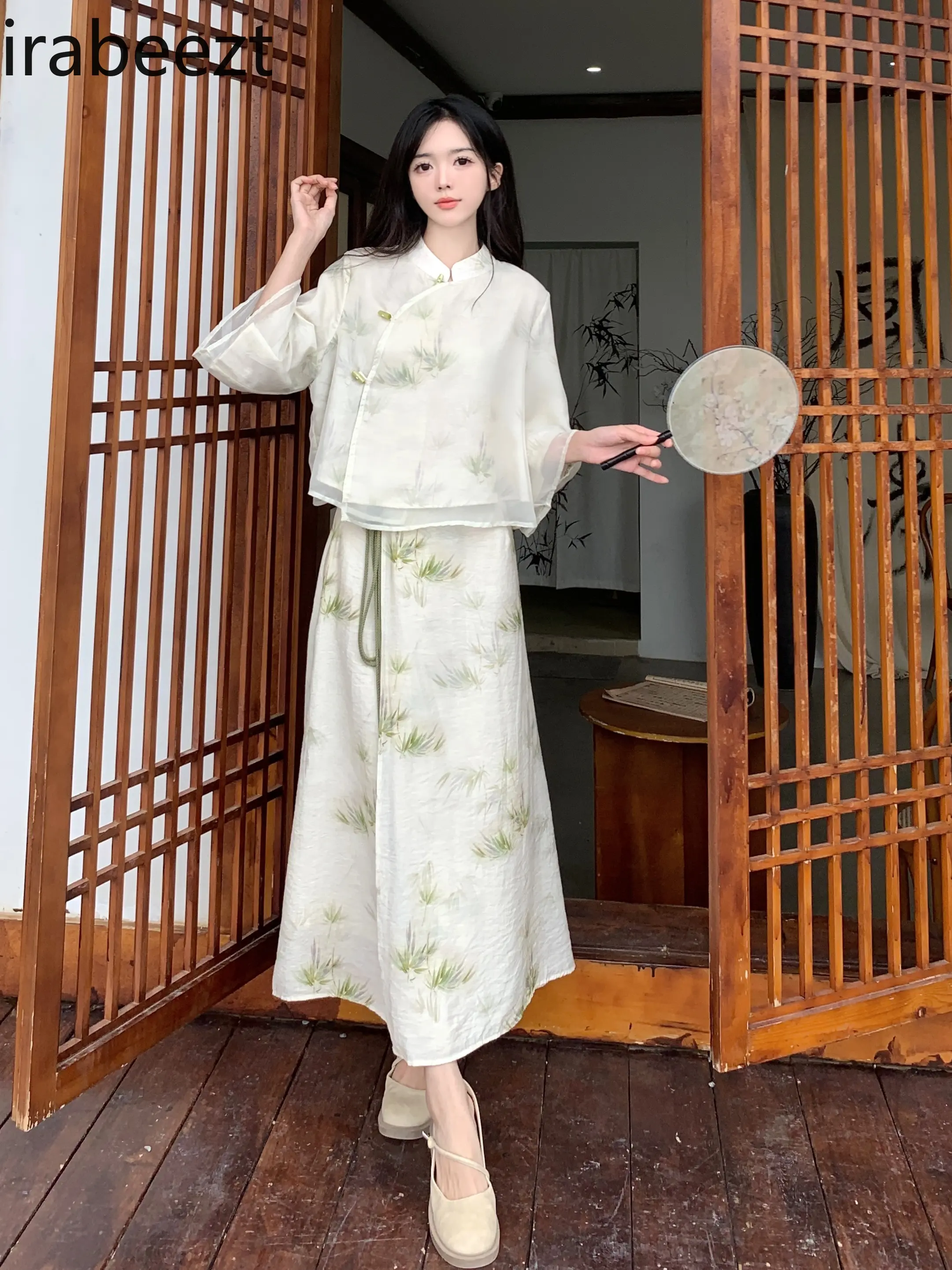 2024 Summer New Two-piece Set Improvement Cheongsam New Chinese Style Suit Mainland China Летний Костюм Женской С Юбкой