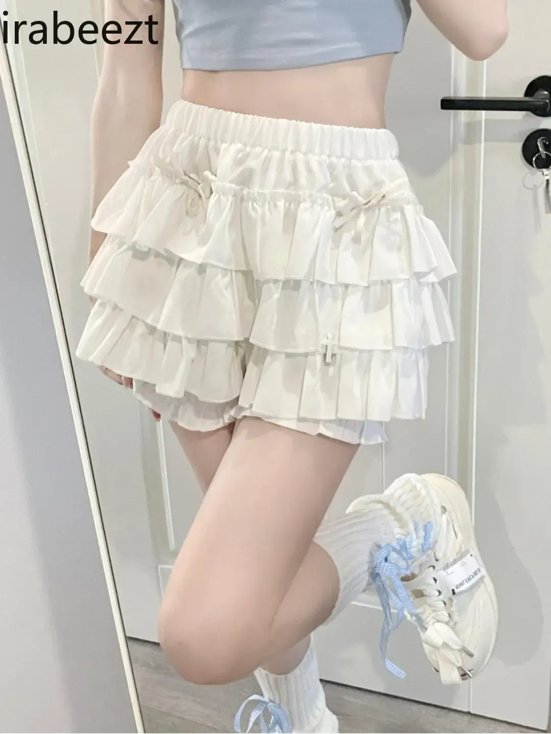 Fashion Design Lace Pink Pumpkin Pants Pompadour Half Cake Shaped Culottes Girls Slimming Subculture Fairy Skirt Women