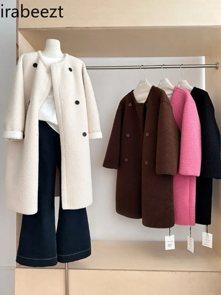 Fashion New Lamb Wool Coat Long Environmental Fur One Single Breasted Casaco Feminino Mainland China Winter Jacket Women