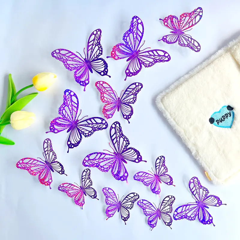 12Pcs 3D Effect Butterflies Wall Stickers Beautiful Colorful Butterfly for Kids Room Living room Wall Decals Home Decoration