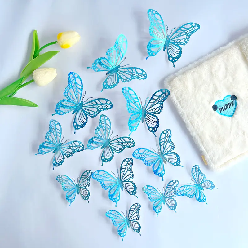 12Pcs 3D Effect Butterflies Wall Stickers Beautiful Colorful Butterfly for Kids Room Living room Wall Decals Home Decoration