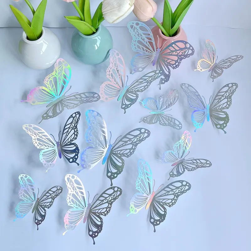 12Pcs 3D Effect Butterflies Wall Stickers Beautiful Colorful Butterfly for Kids Room Living room Wall Decals Home Decoration