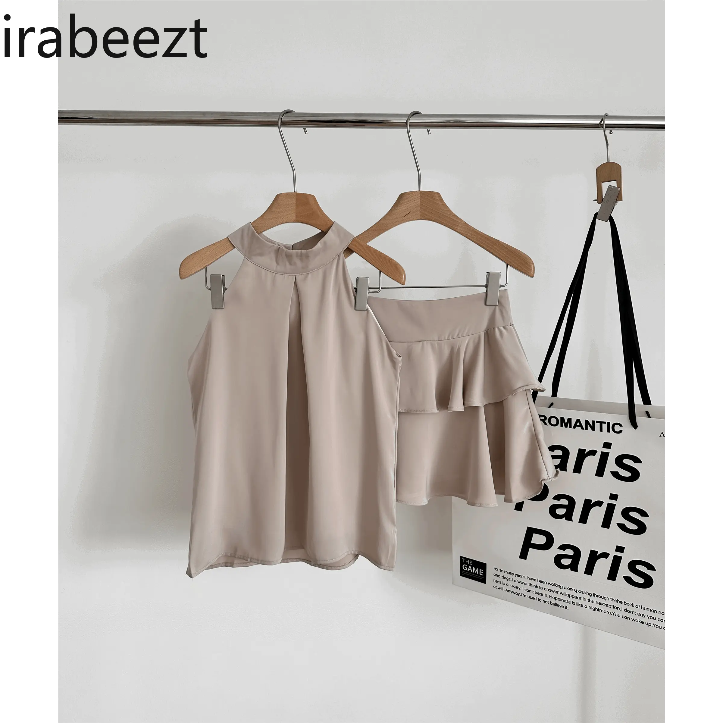 Inspiration Muse Goddess Filter High-grade Satin Top Ruffled Skirt Two-piece Set 2025 Summer New Blazer Femenino