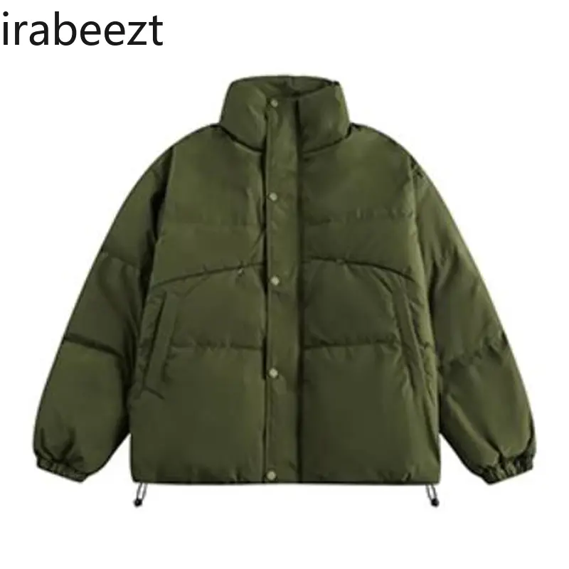 Army Green Collar Down Padded Top Women's Winter Short Niche Design Warm Thick Coat Куртка Зимняя Женская Puffer Jacket Women