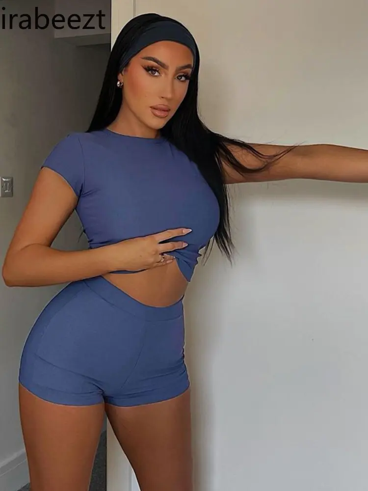 European and American Style Women's Suit 2024 Spring and Summer New Solid Color Casual Short-sleeved Blouse + Shorts Set