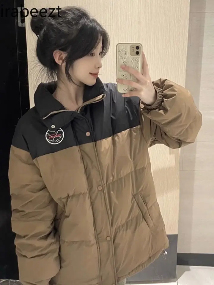 Preppy Sweet and Gentle Patchwork Cotton-padded Coat Female Hot Sale Student Loose Thick Casual Winter Jacket Women