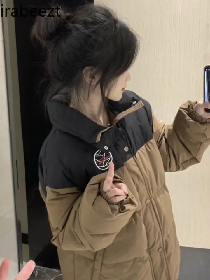 Preppy Sweet and Gentle Patchwork Cotton-padded Coat Female Hot Sale Student Loose Thick Casual Winter Jacket Women