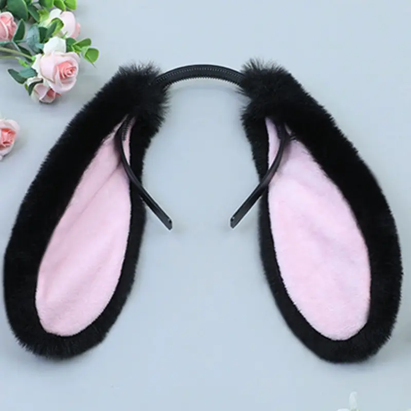 652F Cute Girls Plush Long Rabbit Ears Hair Hoop Hairband Headdress Cosplay Props Hair Accessories for Halloween Christmas