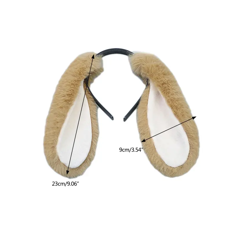 652F Cute Girls Plush Long Rabbit Ears Hair Hoop Hairband Headdress Cosplay Props Hair Accessories for Halloween Christmas