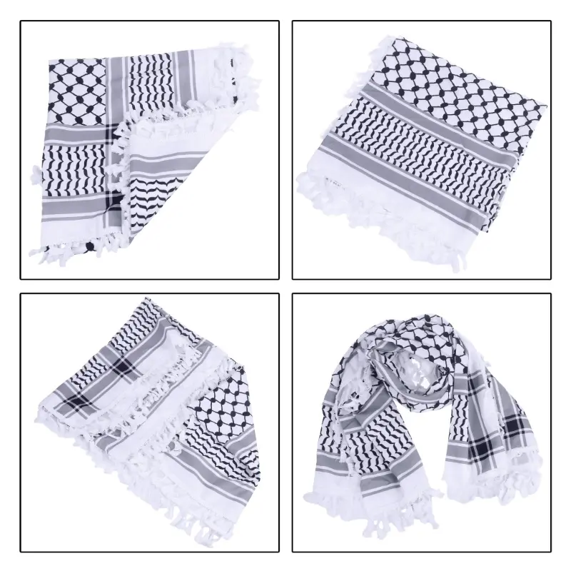 652F Scarf Shemagh Desert Keffiyeh Head Neck Scarf Arab Wrap Tassels Scarf Unisex