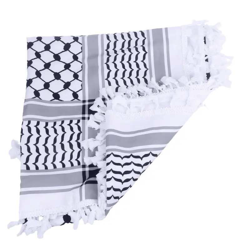 652F Scarf Shemagh Desert Keffiyeh Head Neck Scarf Arab Wrap Tassels Scarf Unisex