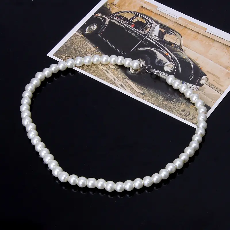 652F Classic Peal Necklace Glass Imitation Freshwater Beads Necklace Fashionable Clavicle Chain Jewelry Pendant for Friends