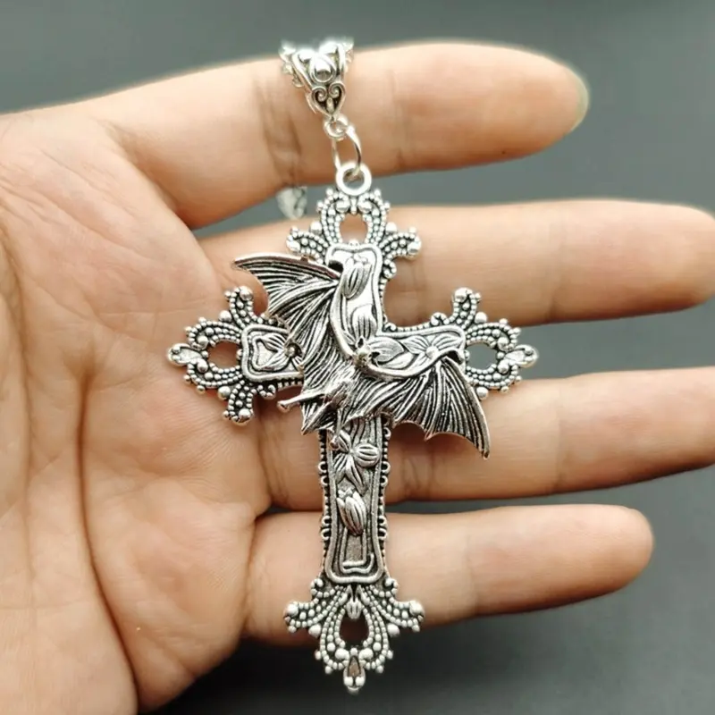 652F Cross Pendant Necklace Cross Choker Gothic Cross Necklaces Pendant Choker Party Accessories Perfect Gift for Women Girls